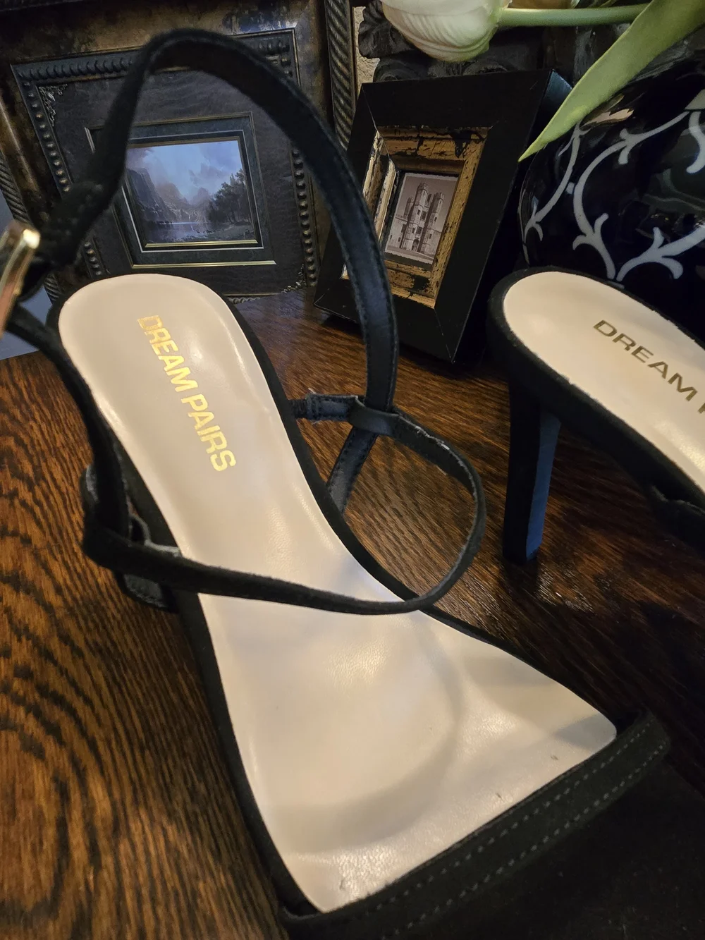 Dream Pairs Black Strappy Square-Toe Slingback Heels